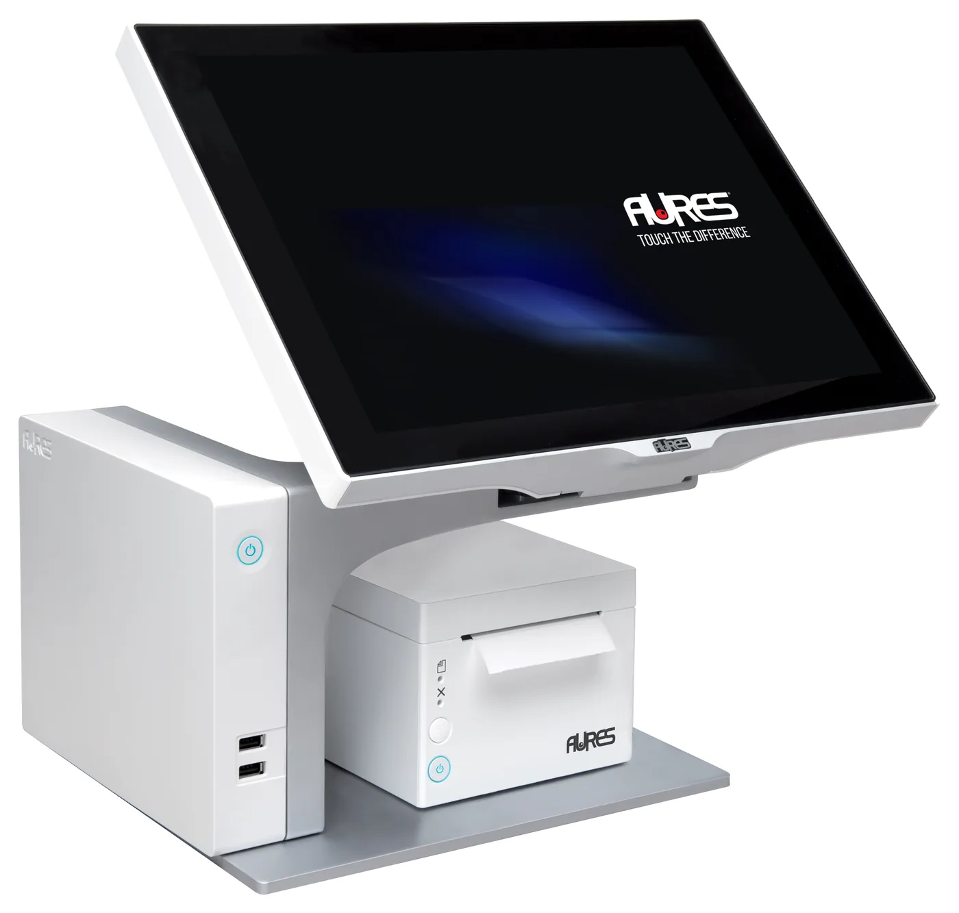 Caisse tactile AURES Sango blanche avec imprimante de tickets