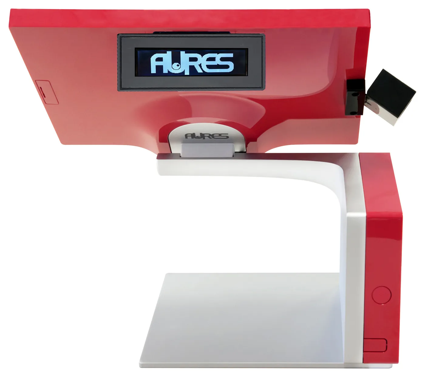 Caisse tactile AURES Sango rouge avec scanner de codes-barres